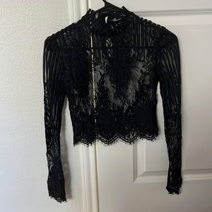 Black laced long sleeve top